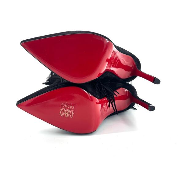 NEW Christian Louboutin Bolcheva 120 Fringe Over The Knee Pointed Toe Boots 38.5 - Picture 7 of 8